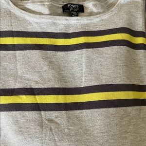 Jones New York SIGNATURE Long Sleeve Sweater Grey Black & Yellow Womes Size XL